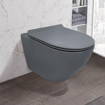 Modern Blue One-Piece Round Wall Mounted Toilet Ceramic Simplism